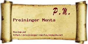 Preininger Menta névjegykártya